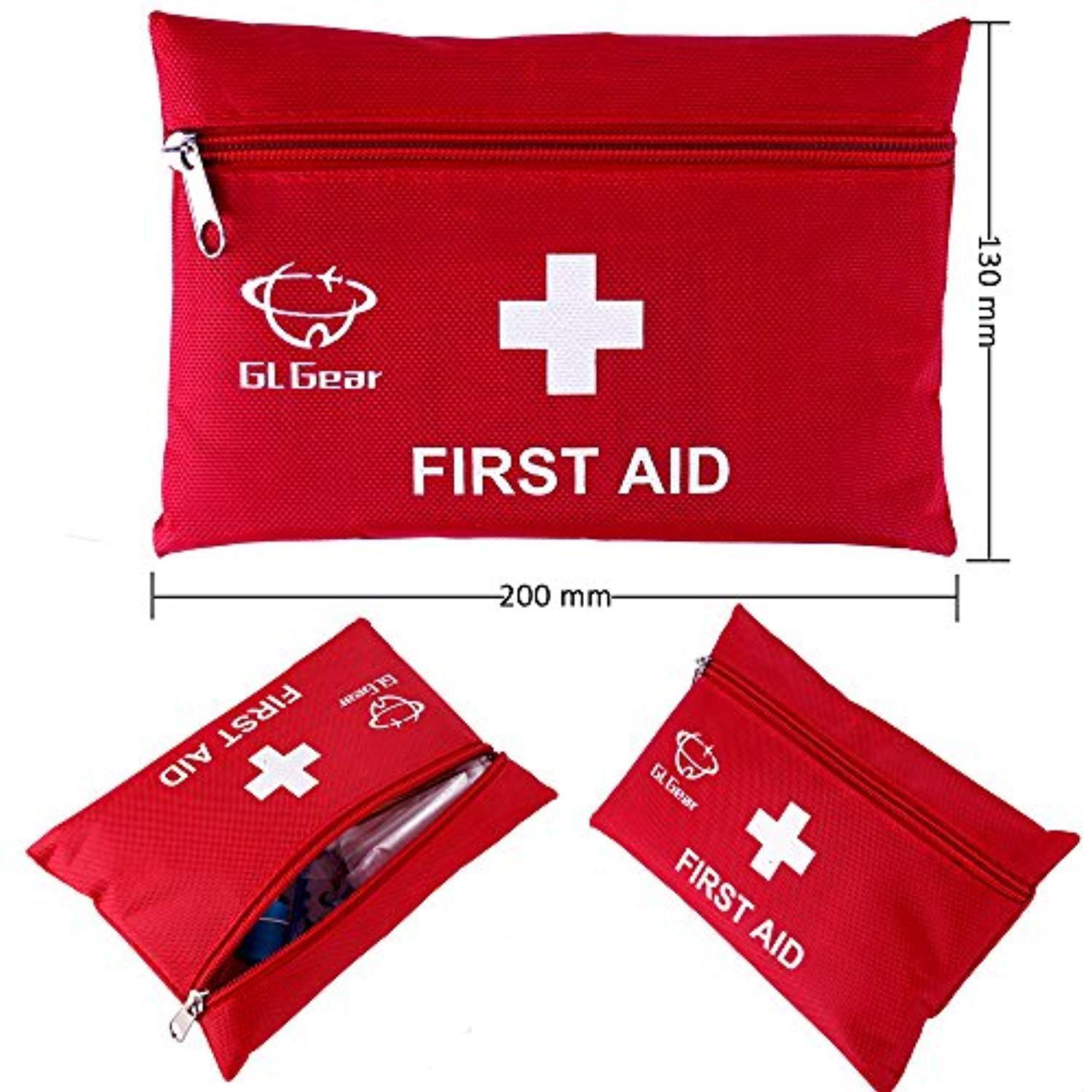 GL Gear Compact First Aid Kit, 41-Piece Emergency Survival Bag for Outdoors and Home