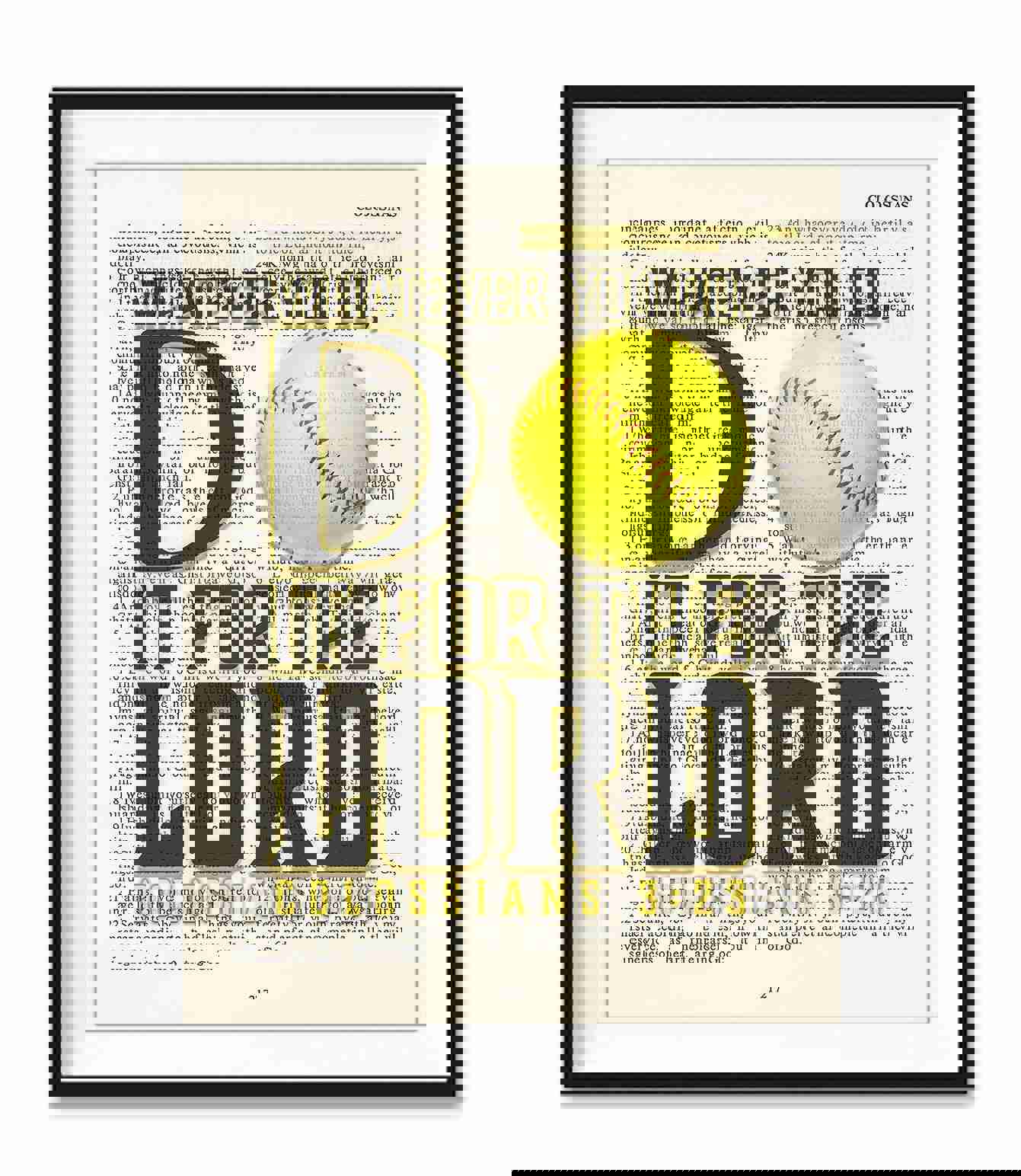 Colossians 3:23 Softball Themed Christian Art Print