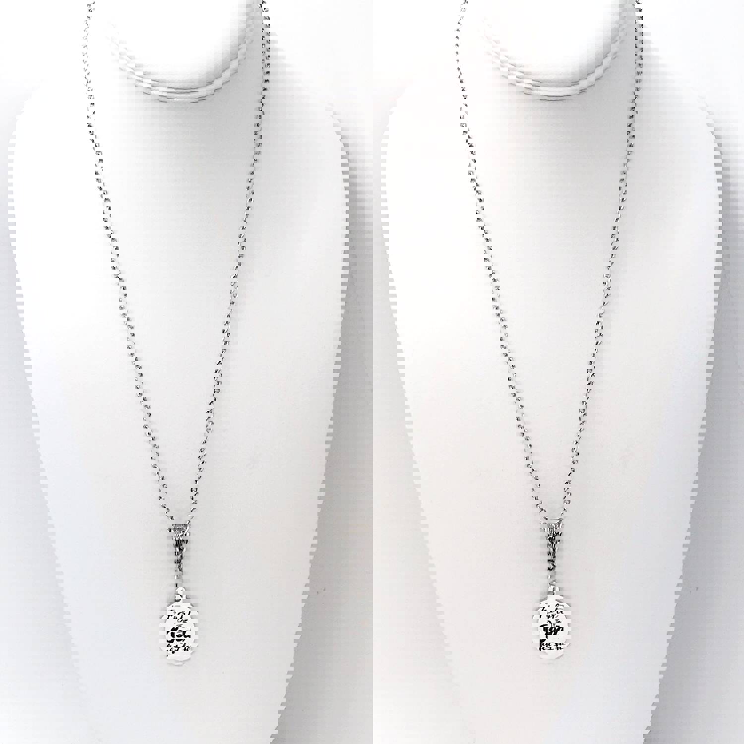 Faith-Inspired Stainless Steel Charm Necklace, Engraved with "Fight the Good Fight of Faith"