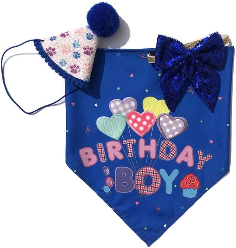 Elegant Dog Birthday Party Set with Hat, Bandana, and Bowtie