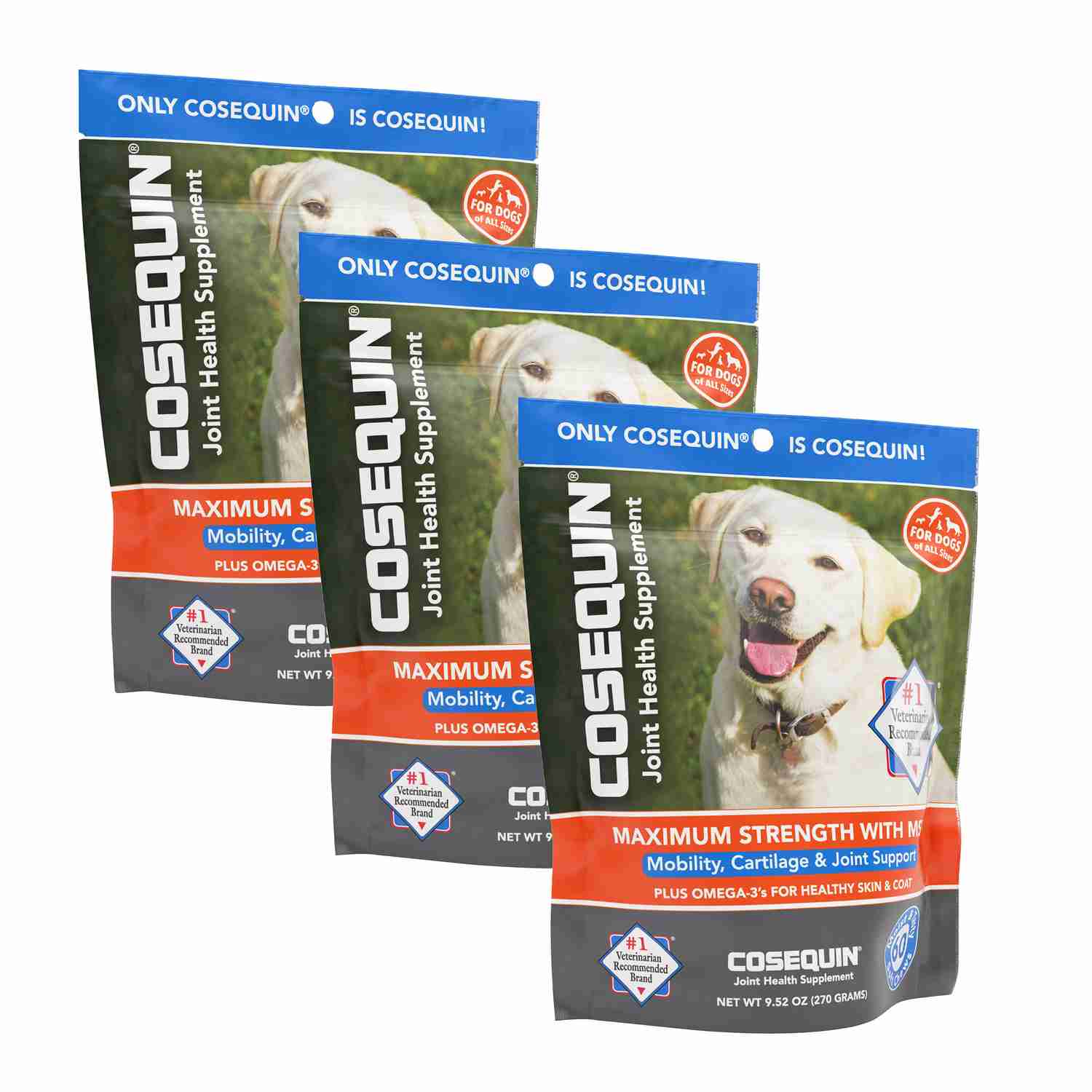 Cosequin DS with MSM & Omega-3 for Dogs Joint Health, 60ct Soft Chews, 3-pack