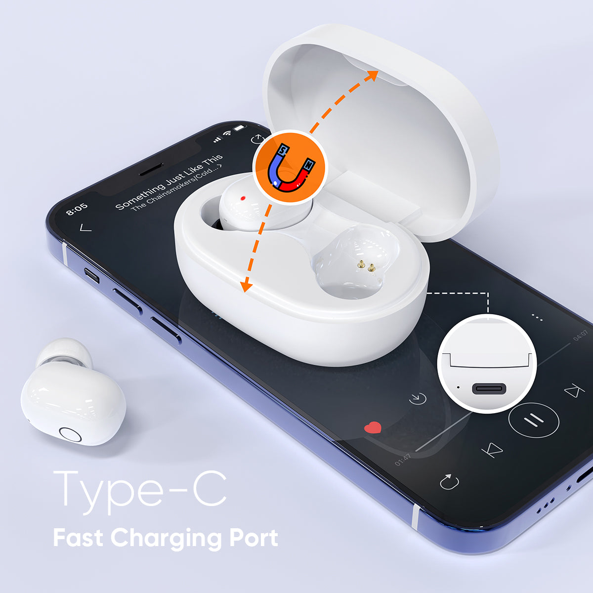 Wireless TWS Earbuds with Deep Bass and Touch Control