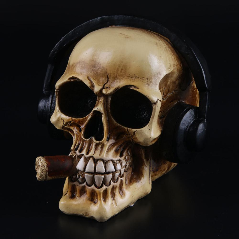 Stylish Resin Gangster Skull Headphone Decor