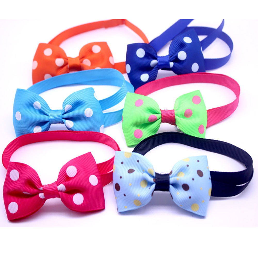 100pcs Mix Style Dog Bow Ties - Adjustable Neckties for Pups, Grooming Essentials