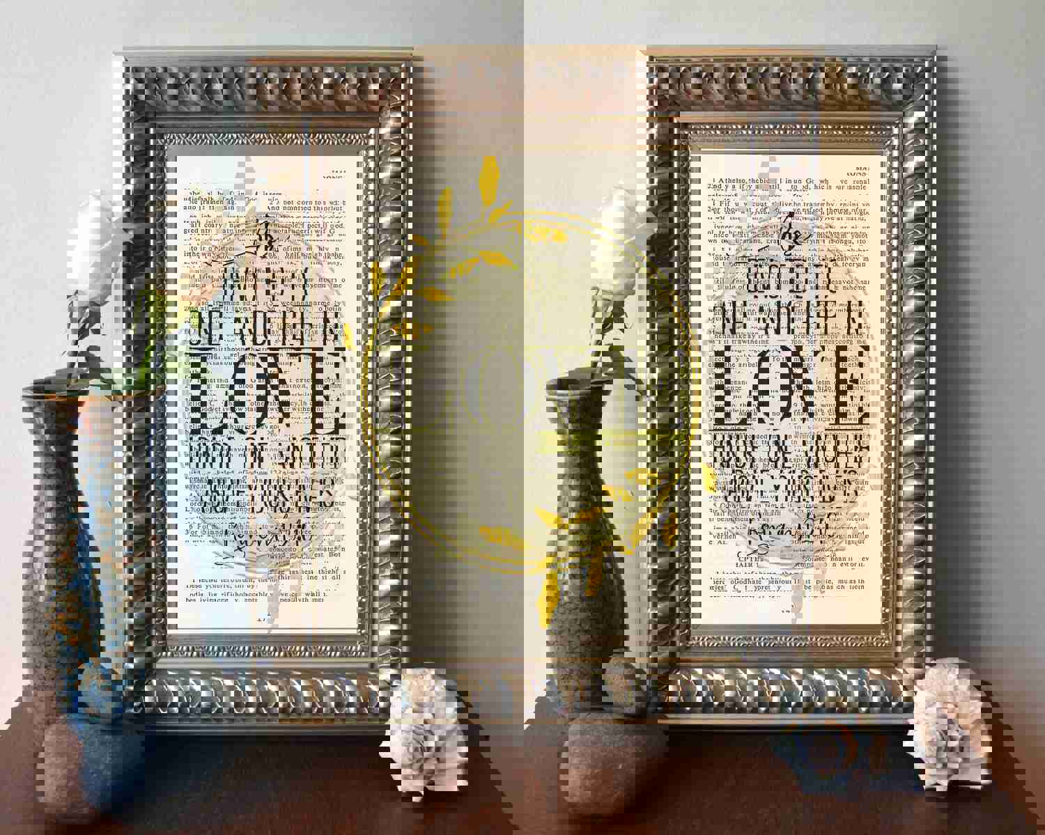 Romans 12:10 Christian Art Print - Love and Honor in Marriage