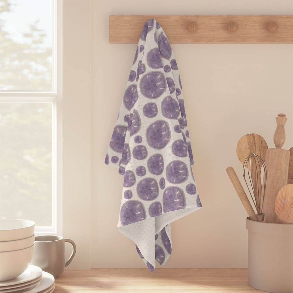 Elegant Purple Sand Dollar Kitchen Towel