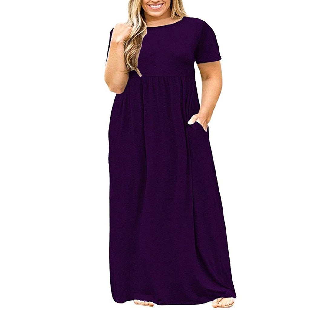 EcoBros Women's Summer Ankle-Length Print Maxi Dress
