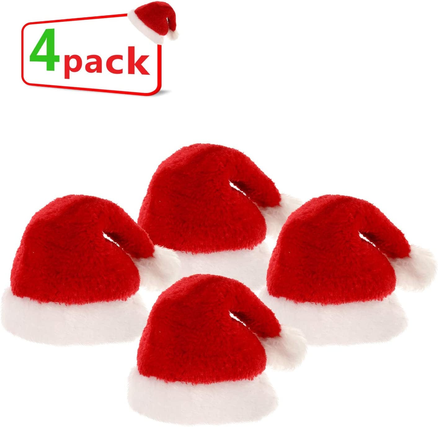 4-Piece Festive Dog Santa Hats for Christmas Celebrations