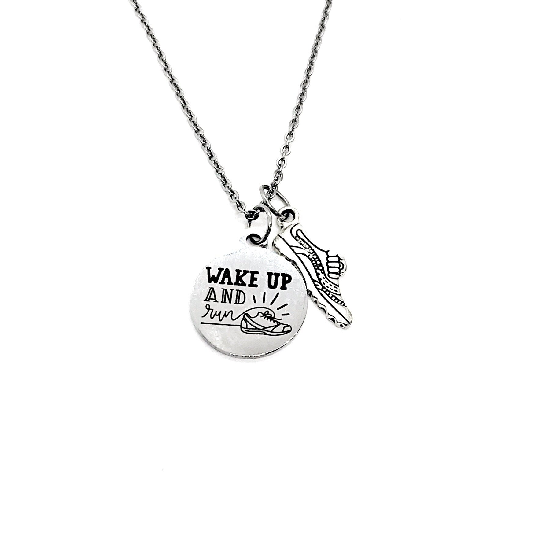 Stainless Steel Running Inspiration Pendant Necklace