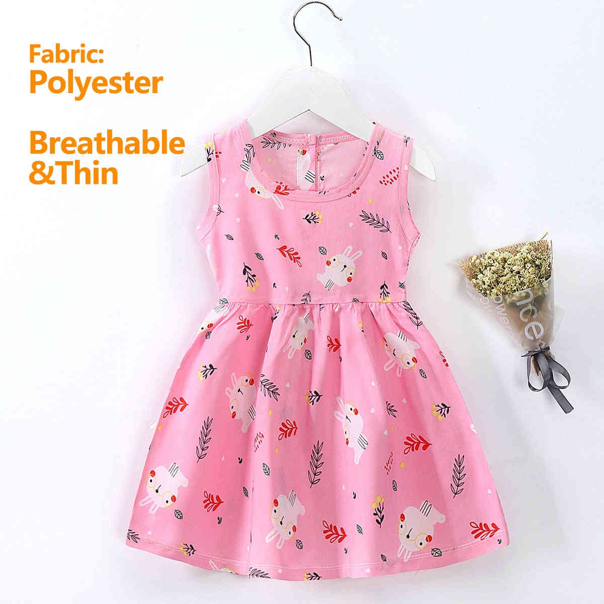 Elegant Floral Girls' Sleeveless Summer Dress
