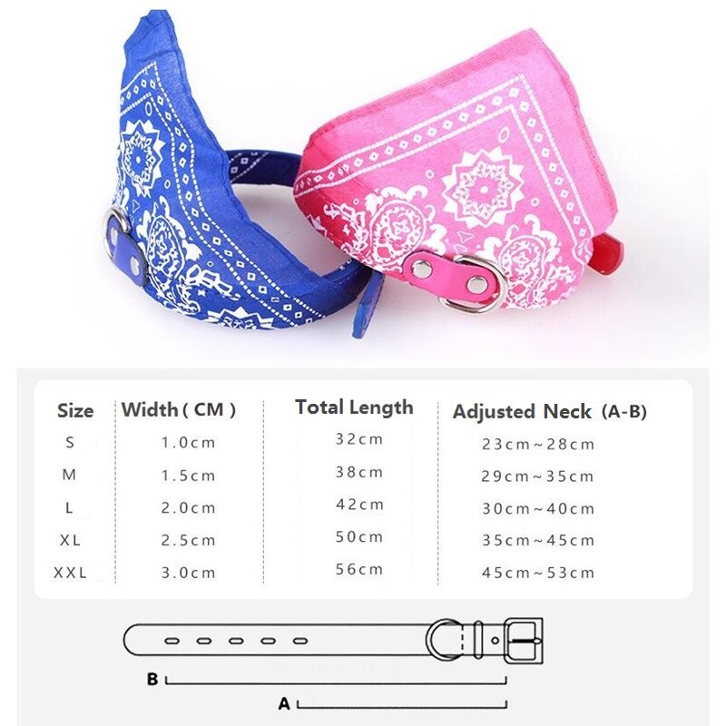 Premium Adjustable Dog Bandana Leather Collar - Soft Print Design