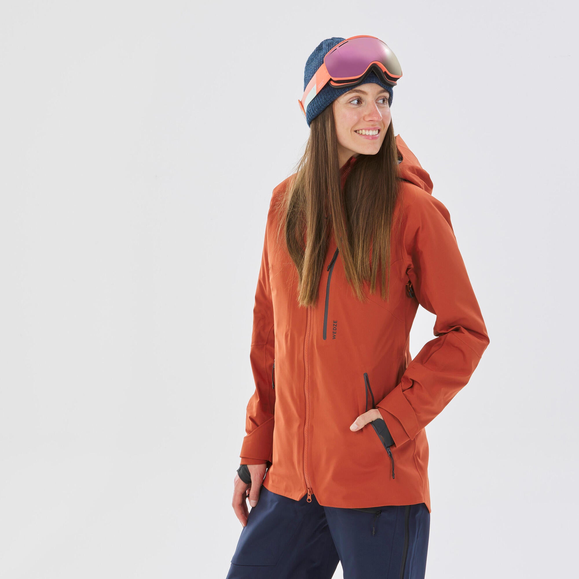 Women's Ski Jacket FR500 - Terracotta