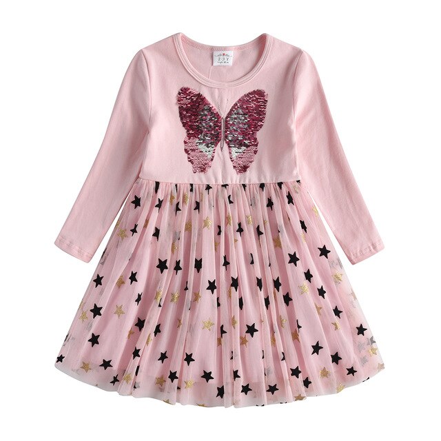 VIKITA Girls' Elegant Ball Gown Dress with Sequins for Autumn