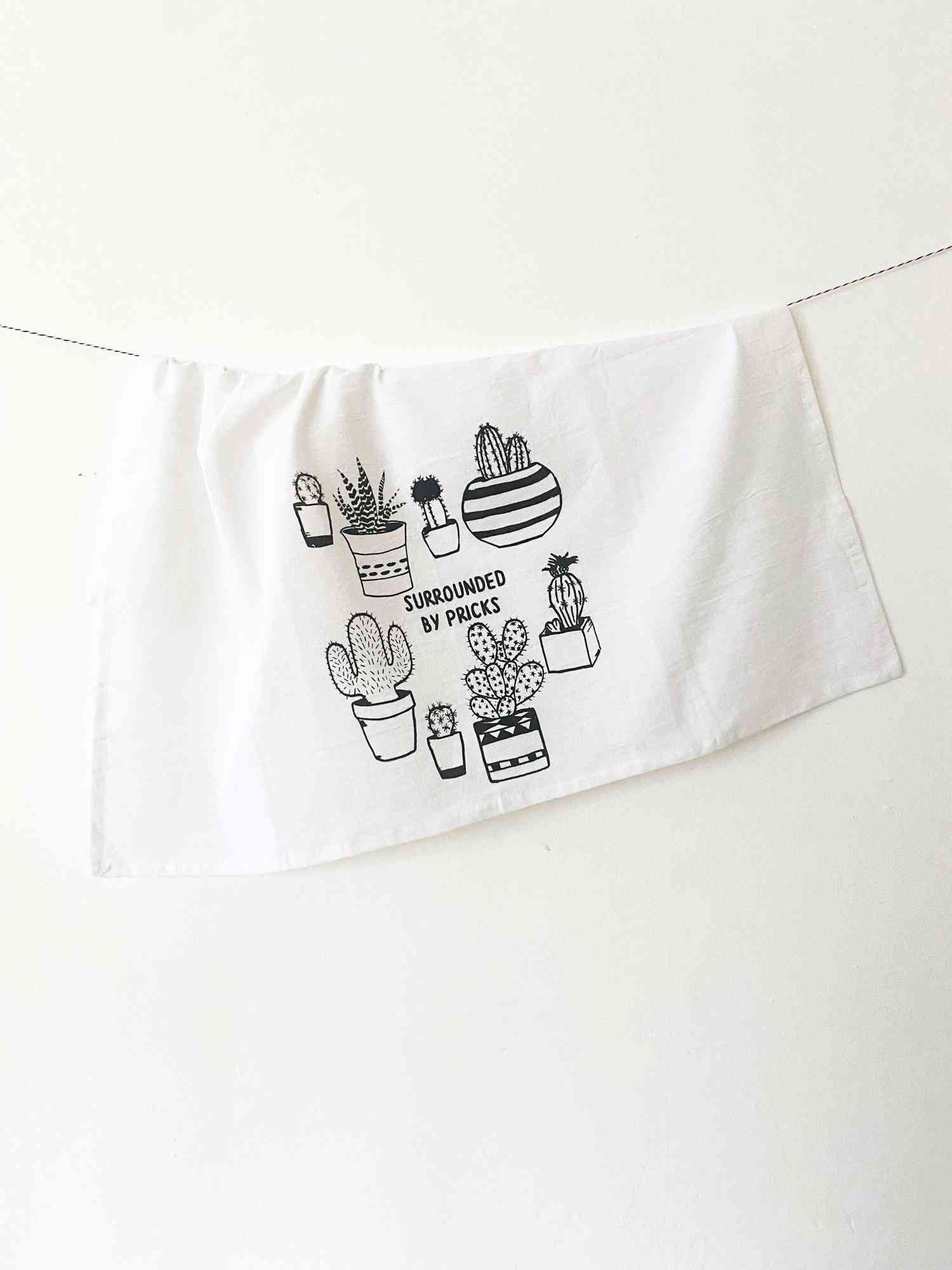 Cactus-Themed Cotton Kitchen Towel for Eco-Friendly Drying