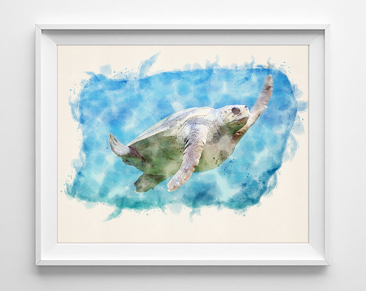 Elegant Sea Turtle Art Prints, Set of 4