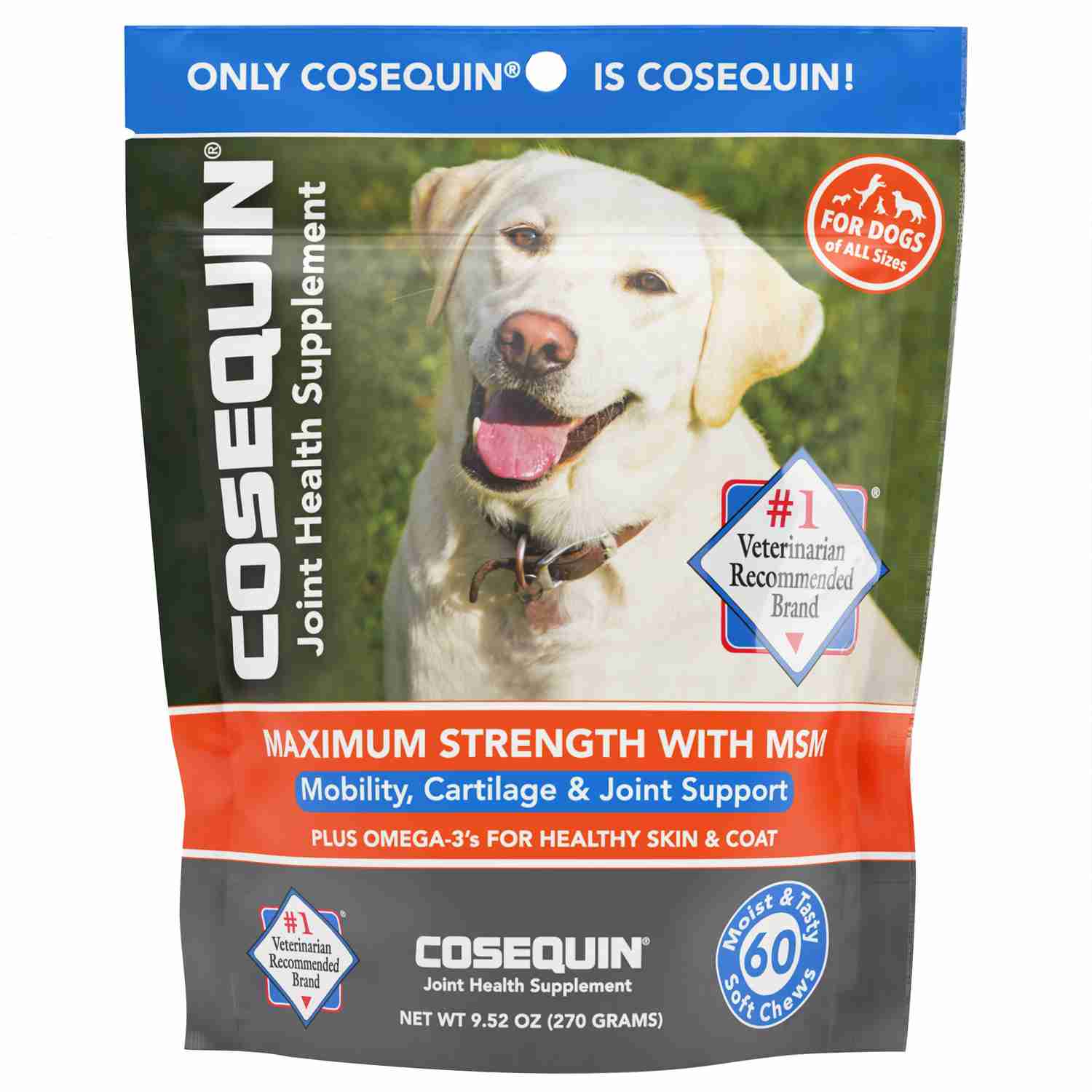 Cosequin DS with MSM & Omega-3 for Dogs Joint Health, 60ct Soft Chews, 3-pack
