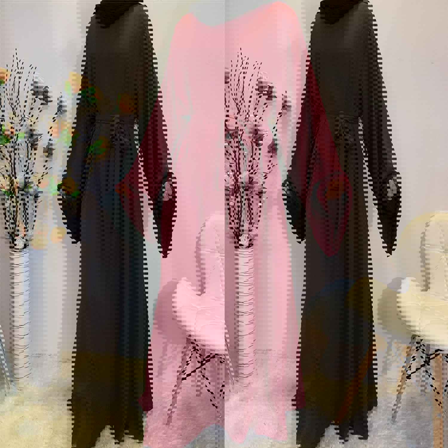 Elegant Muslim Women's Abaya with Sashes - Islamic Fashion