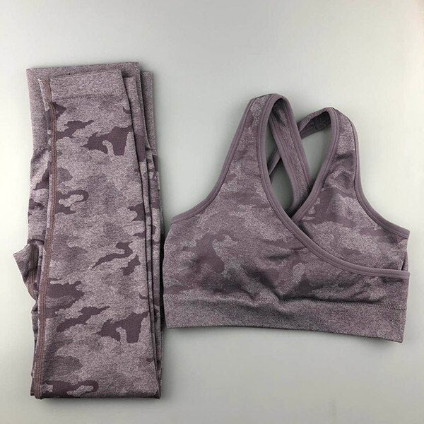 Camo Seamless Yoga Set for Women | High Impact Fitness Wear