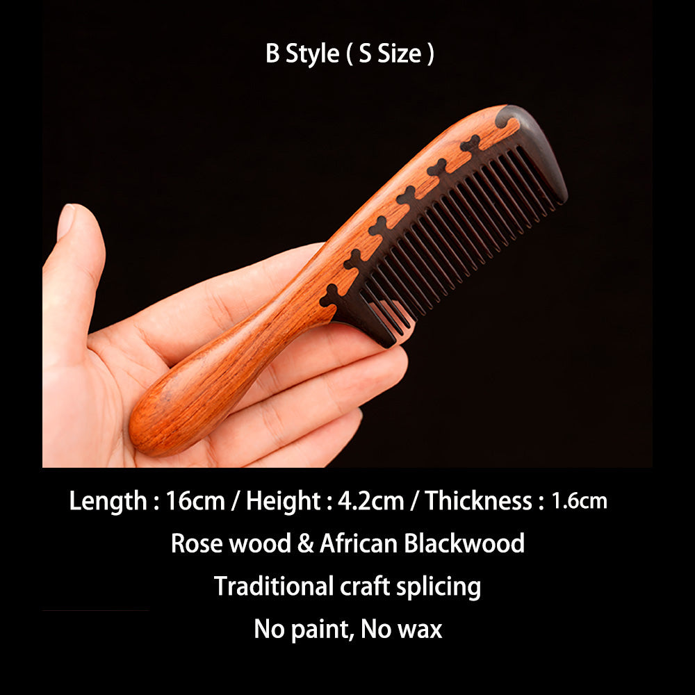 Premium Rosewood & African Blackwood Comb for Health Hair Therapy