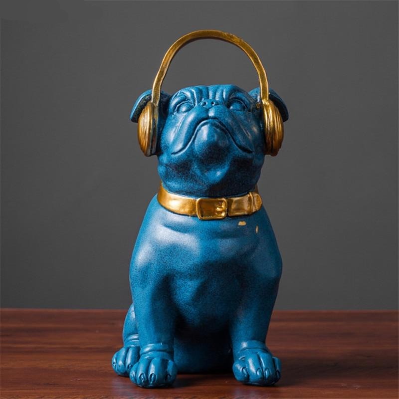 Elegant French Bulldog Statuette with Headphones