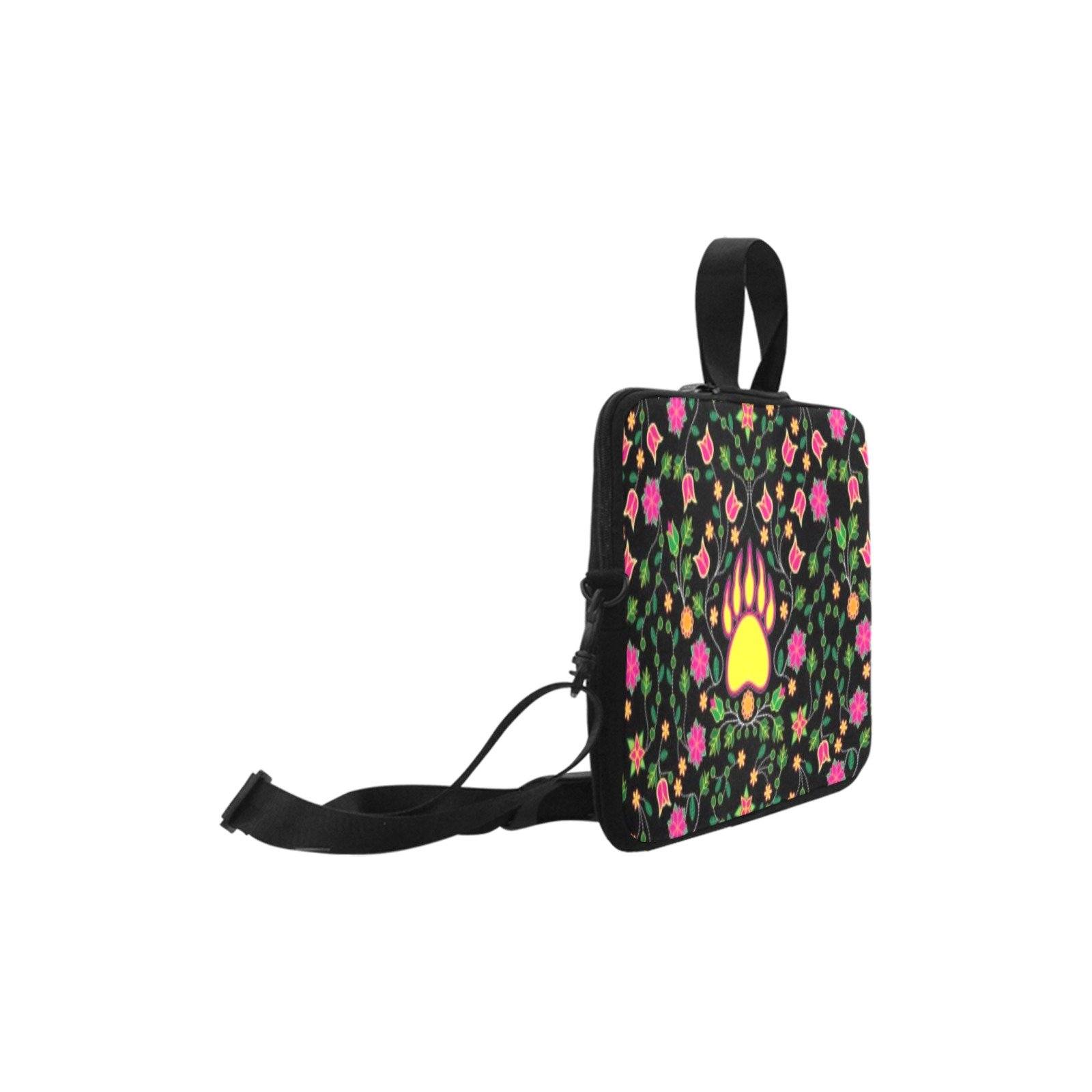 Floral Bearpaw Laptop Sleeve - Pink and Yellow Neoprene Handbag