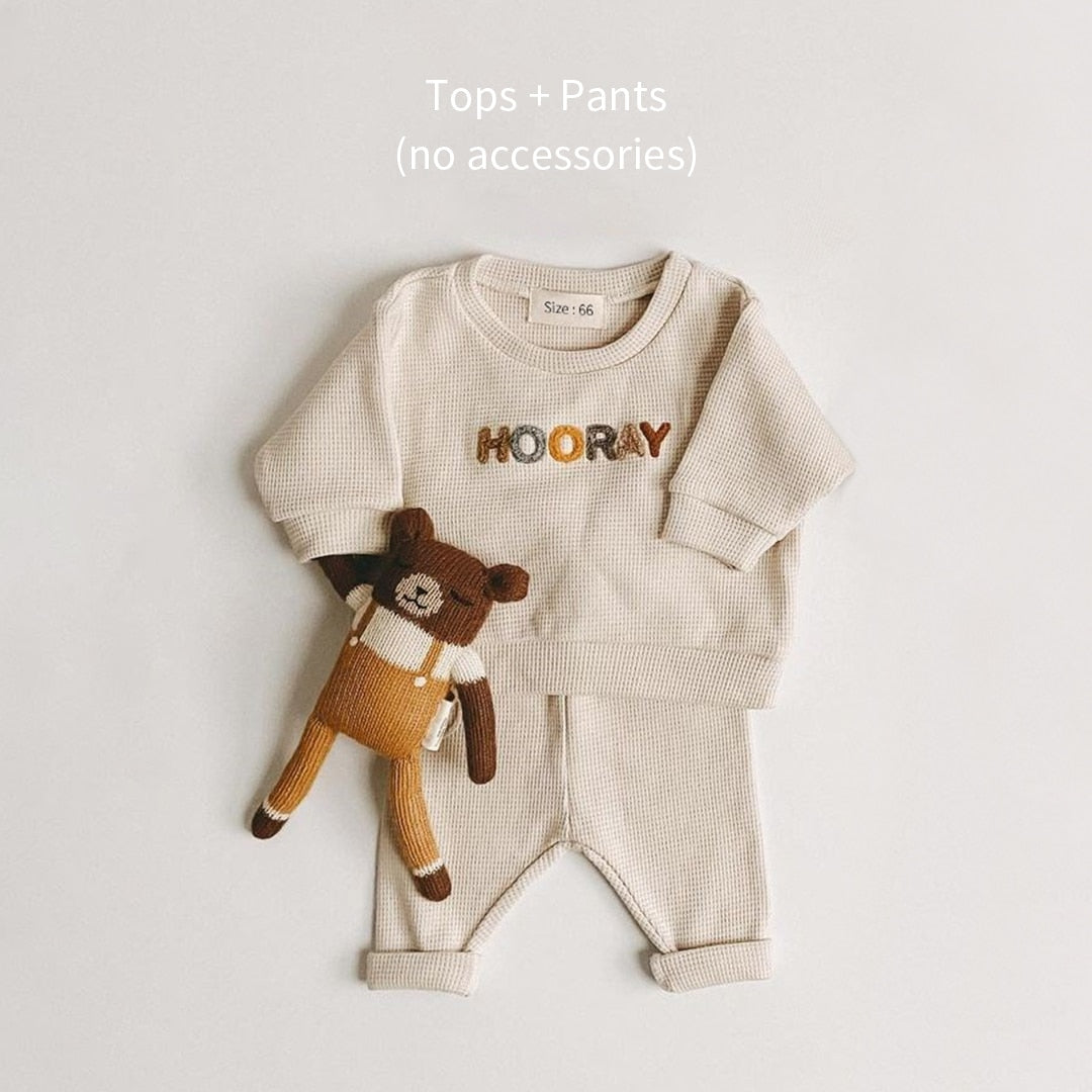 Casual Cotton Baby Outfit: Toddler Tops & Loose Trousers Set