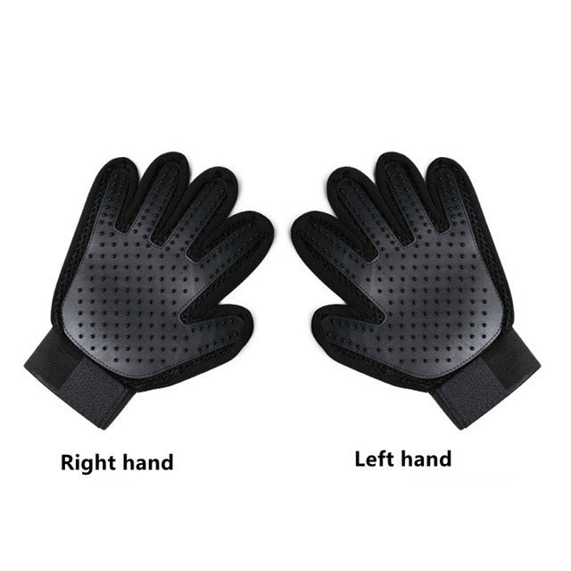 Stylish Blue Silicone Pet Grooming Glove with Rubber Feather for Dogs and Cats