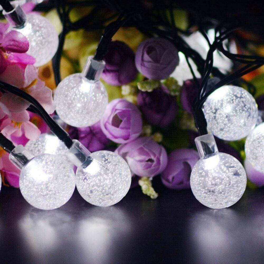 Enhanced Outdoor Solar LED Ball Lights - Waterproof, Cool White, 30 LEDs