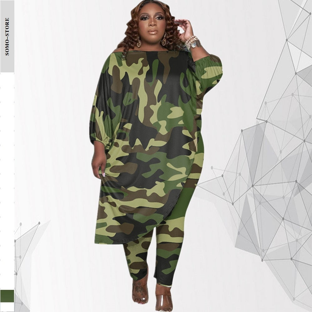Stylish Plus Size Women's Bohemian Tracksuit Set