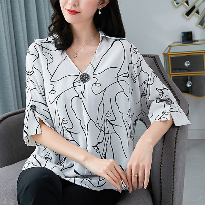 Women's Plus Size Summer Chiffon Batwing Tee