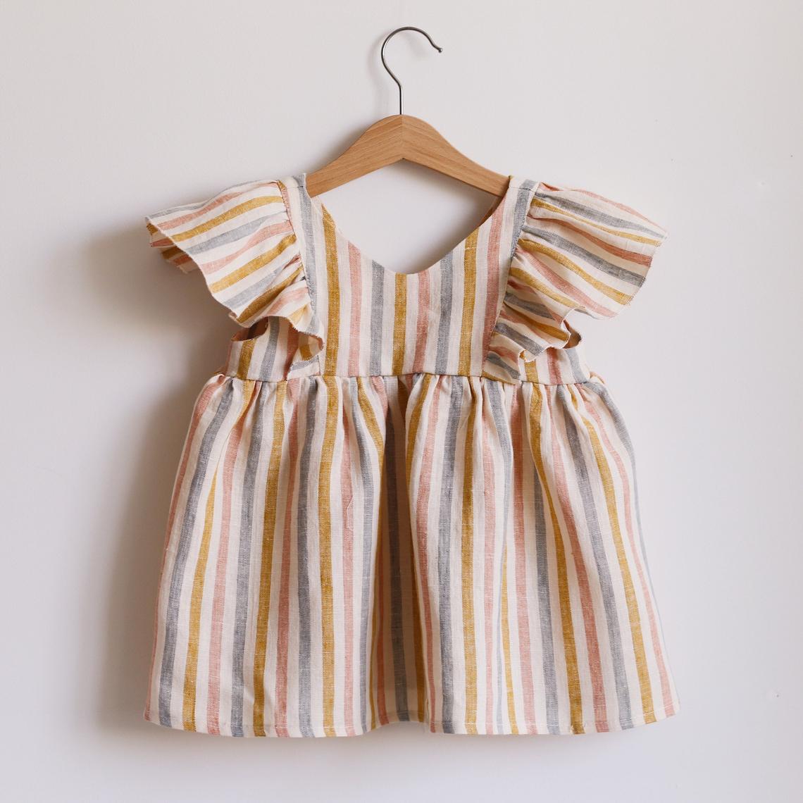 Cotton Linen Baby Girl Dresses for Summer, Cute A-Line Mini Dresses