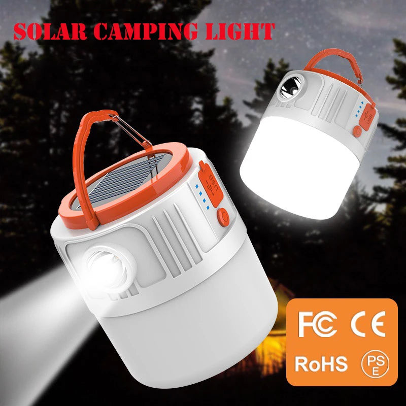 Solar-Powered Camping Lantern with USB Charging and Remote Control