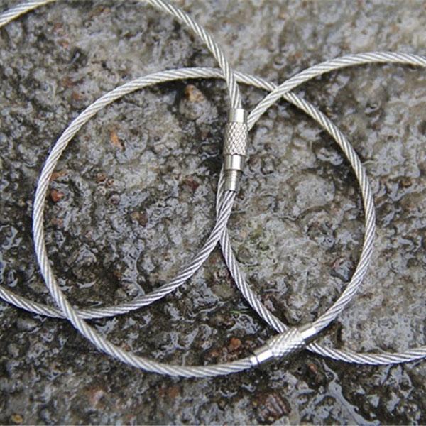 5pcs Premium Steel Wire Ropes with Key Ring, Outdoor Camping Essential