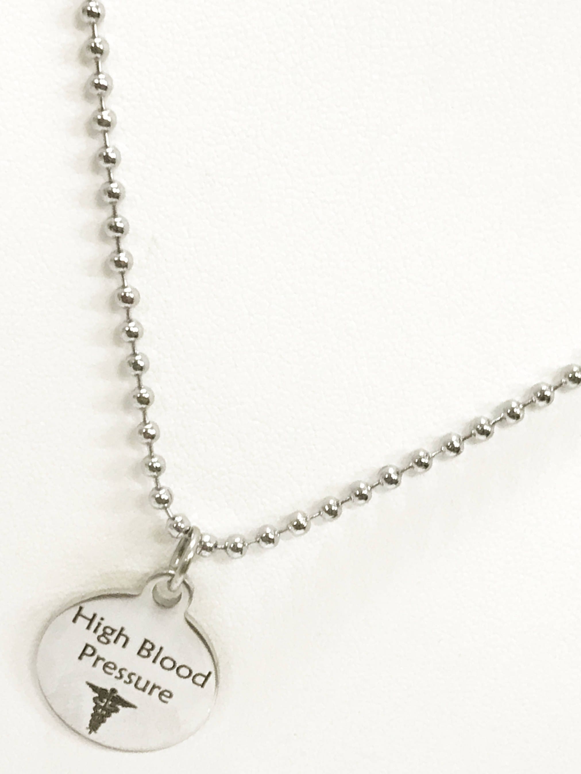 Stainless Steel High Blood Pressure Medical ID Necklace