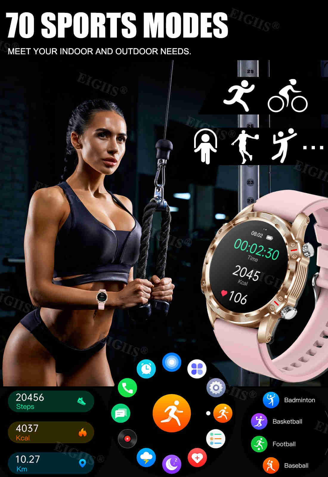 Smart Watch CF89 - 1.32" Full Touch Screen Sports Smartwatch with Heart Rate & Blood Pressure Monitor