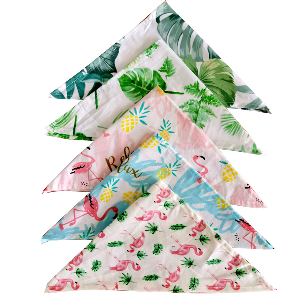 Flamingo-Printed Dog Bandanas - 50/100pcs Cotton Pet Accessories for Summer