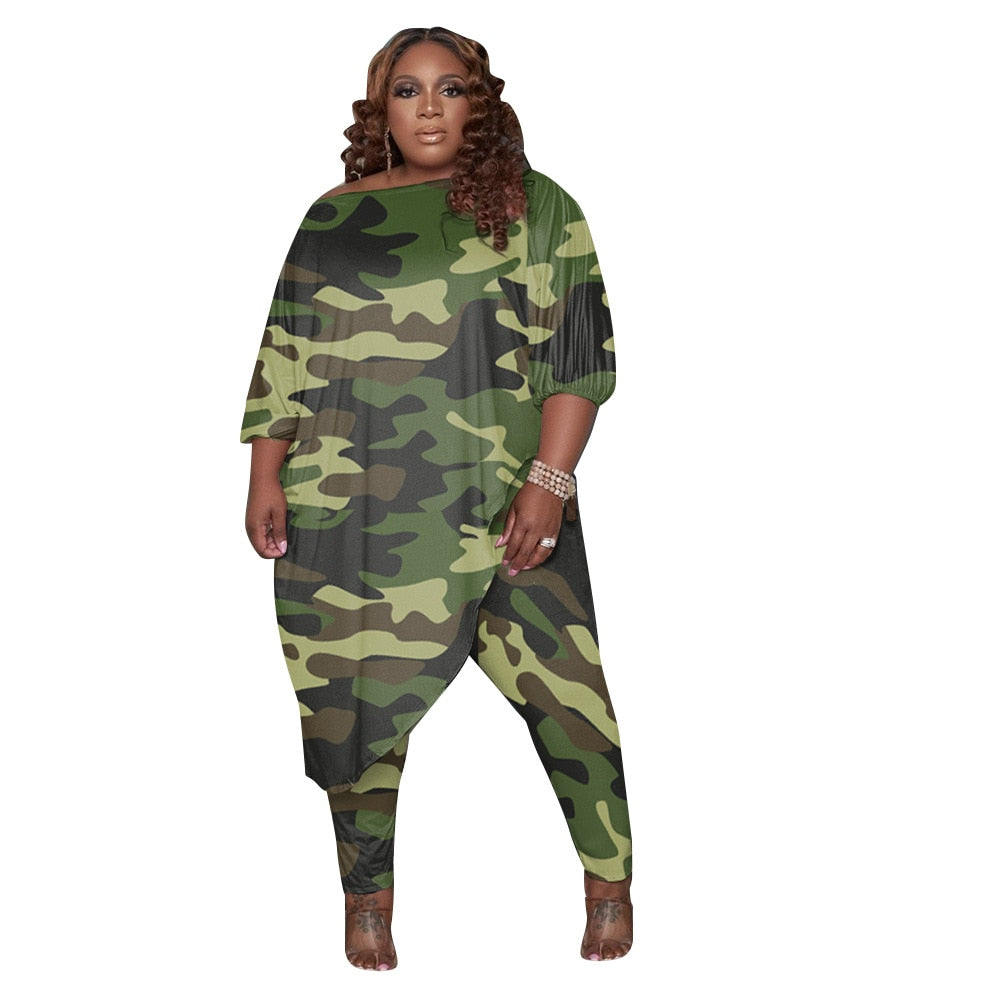 Stylish Plus Size Women's Bohemian Tracksuit Set