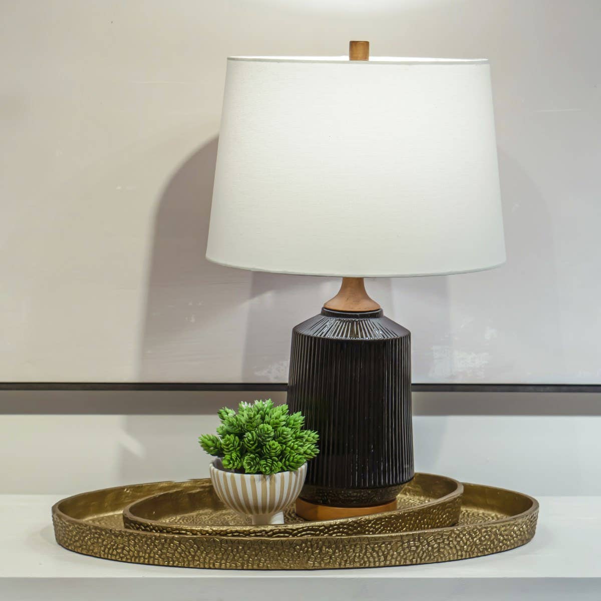 Elegant Striped Ceramic Footed Bowl for Home Decor