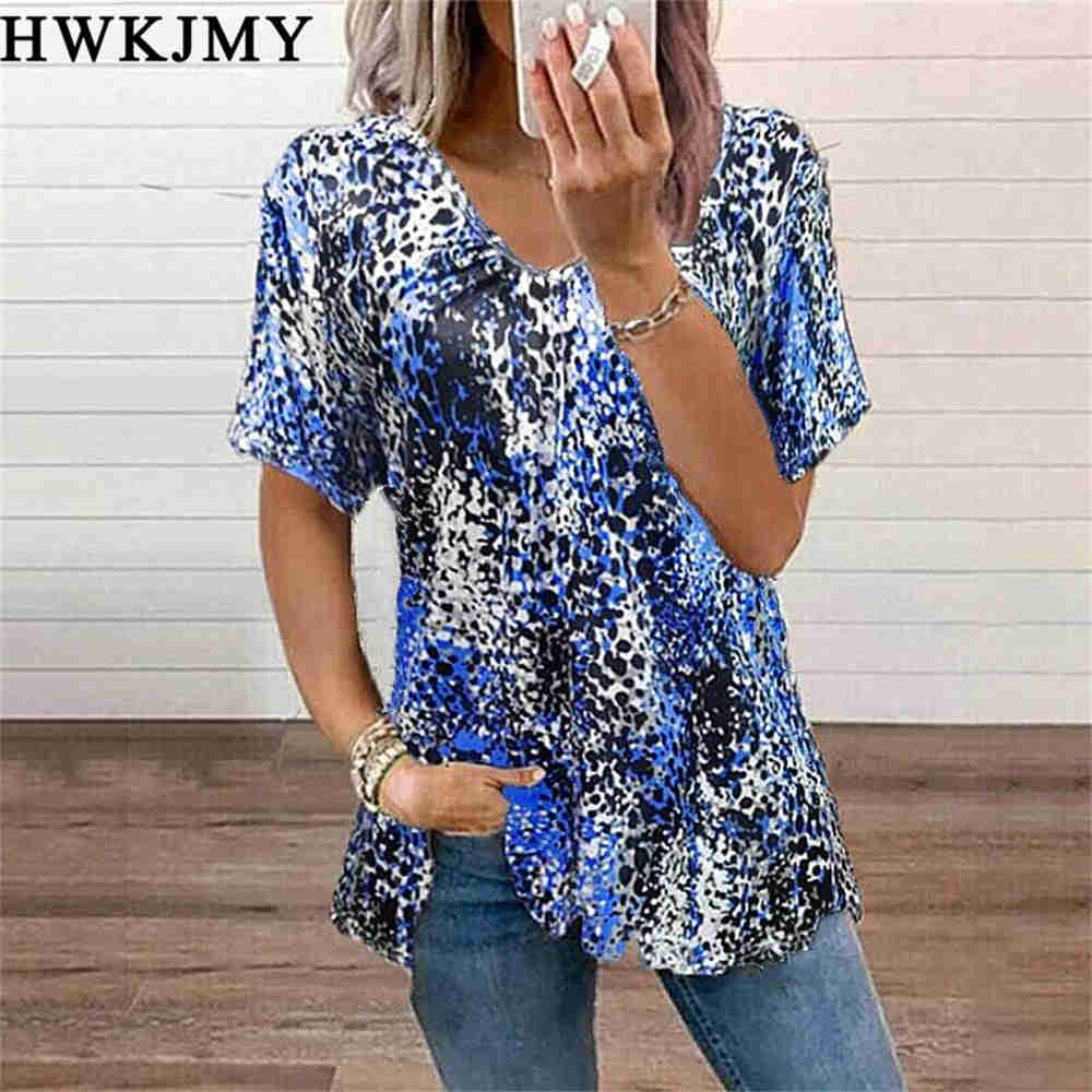 Women's Summer Floral V-neck Short Sleeve T-shirts