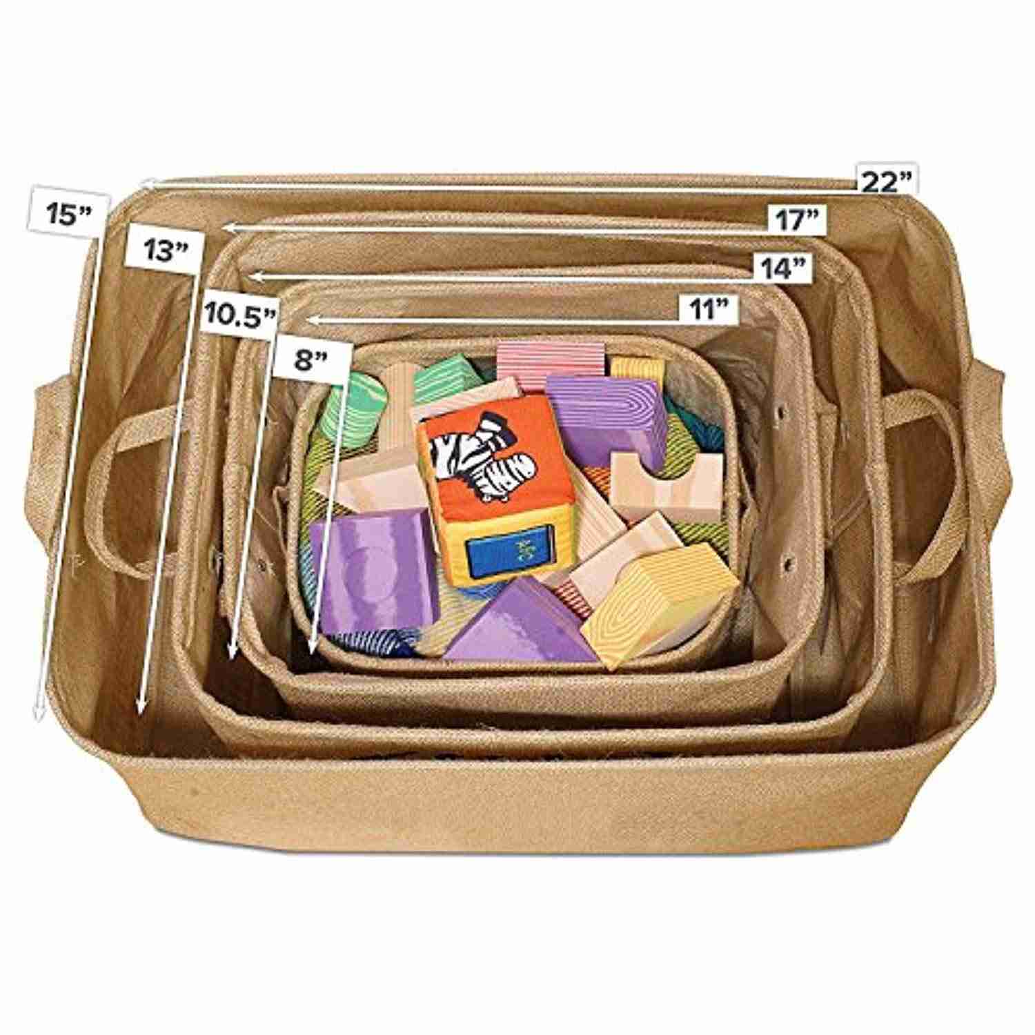 Bondream Jute Toy Storage Chest with Waterproof Lining
