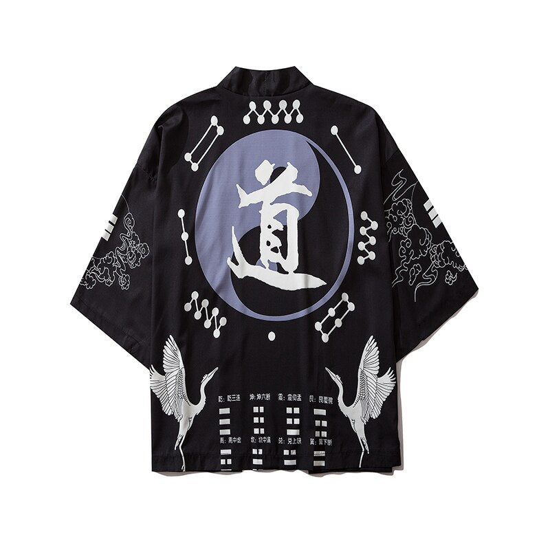 Japanese Anime Style Whale Print Kimono for Men & Women