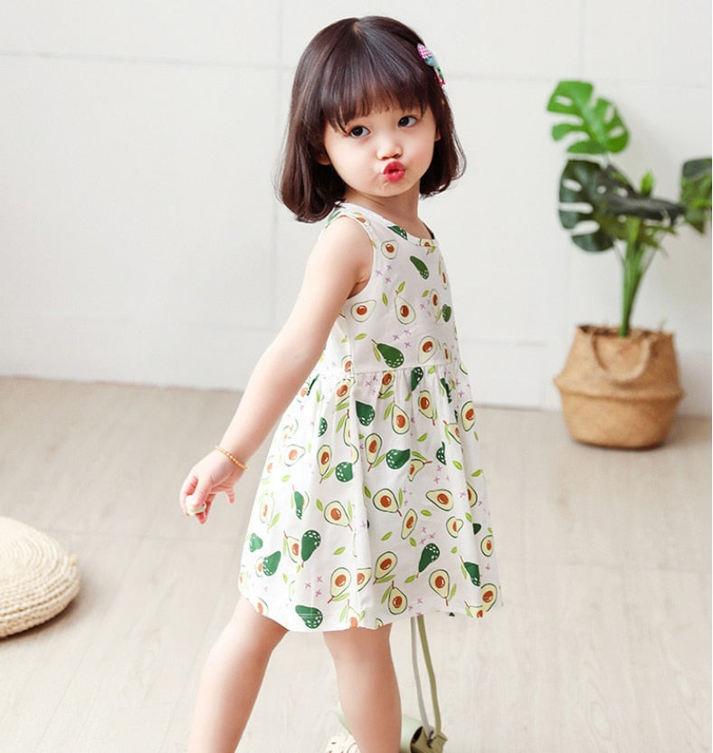 Elegant Floral Girls' Sleeveless Summer Dress