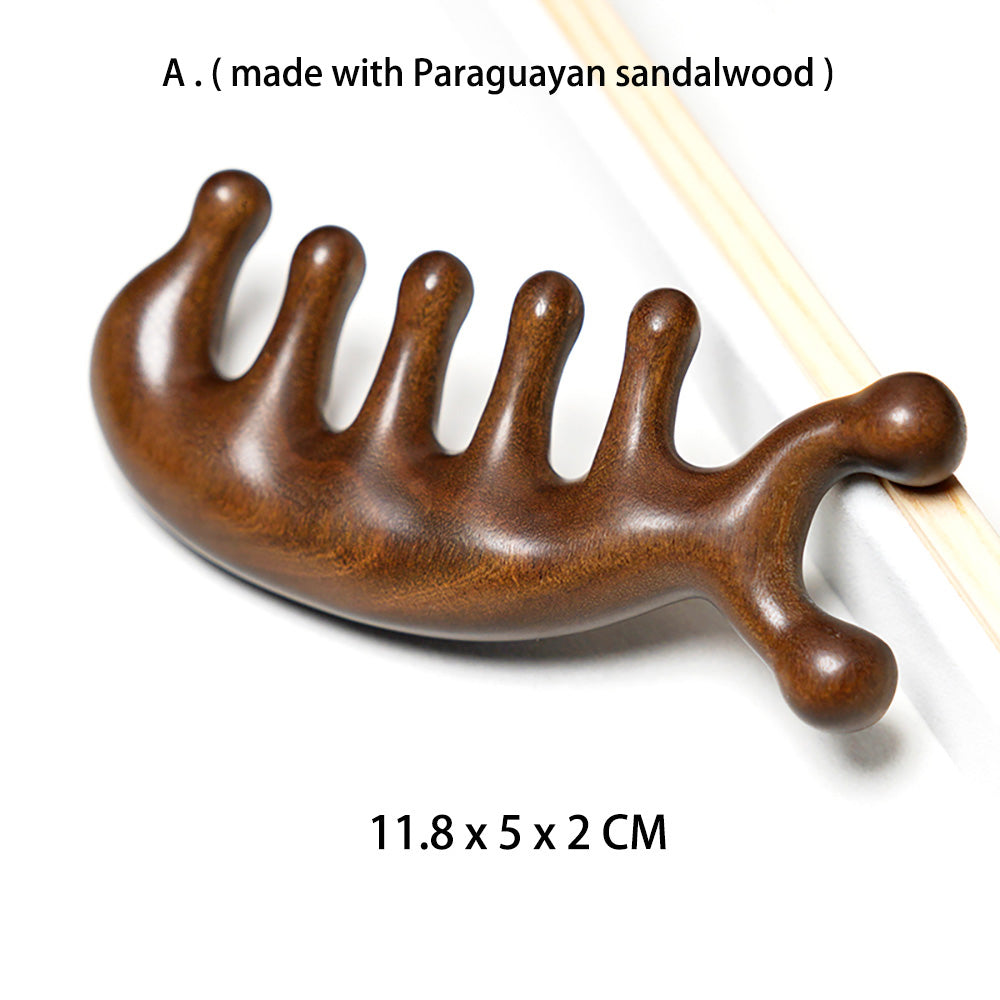 Green Sandalwood Meridian Massage Comb for Health Hair Therapy