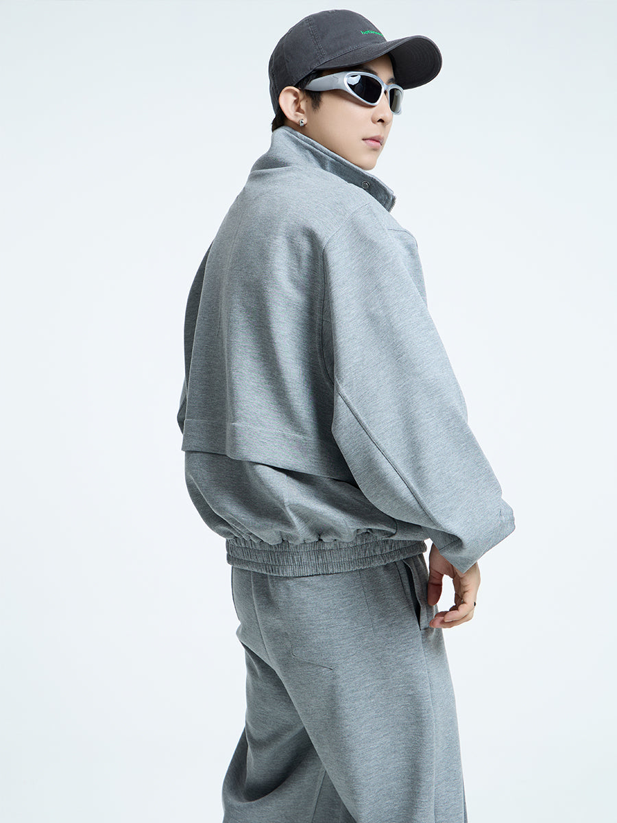 【23s September.】Men's Simple Casual Trousers & Top Sports Suit - Medium