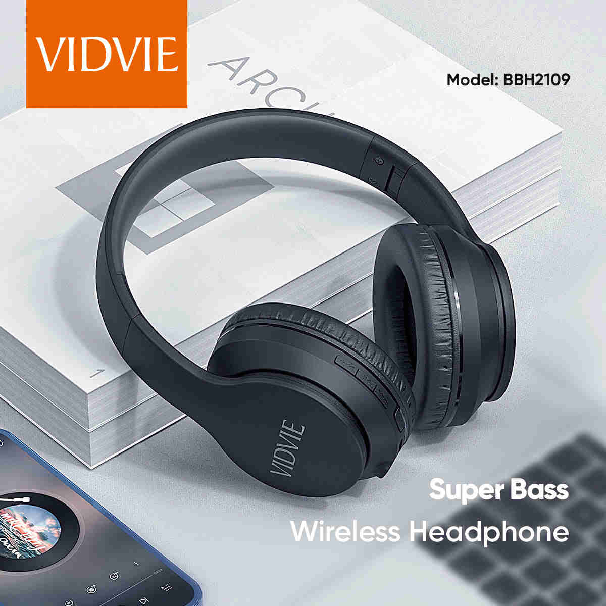 Wireless Over-Ear Headphones with Extra Bass and Foldable Design