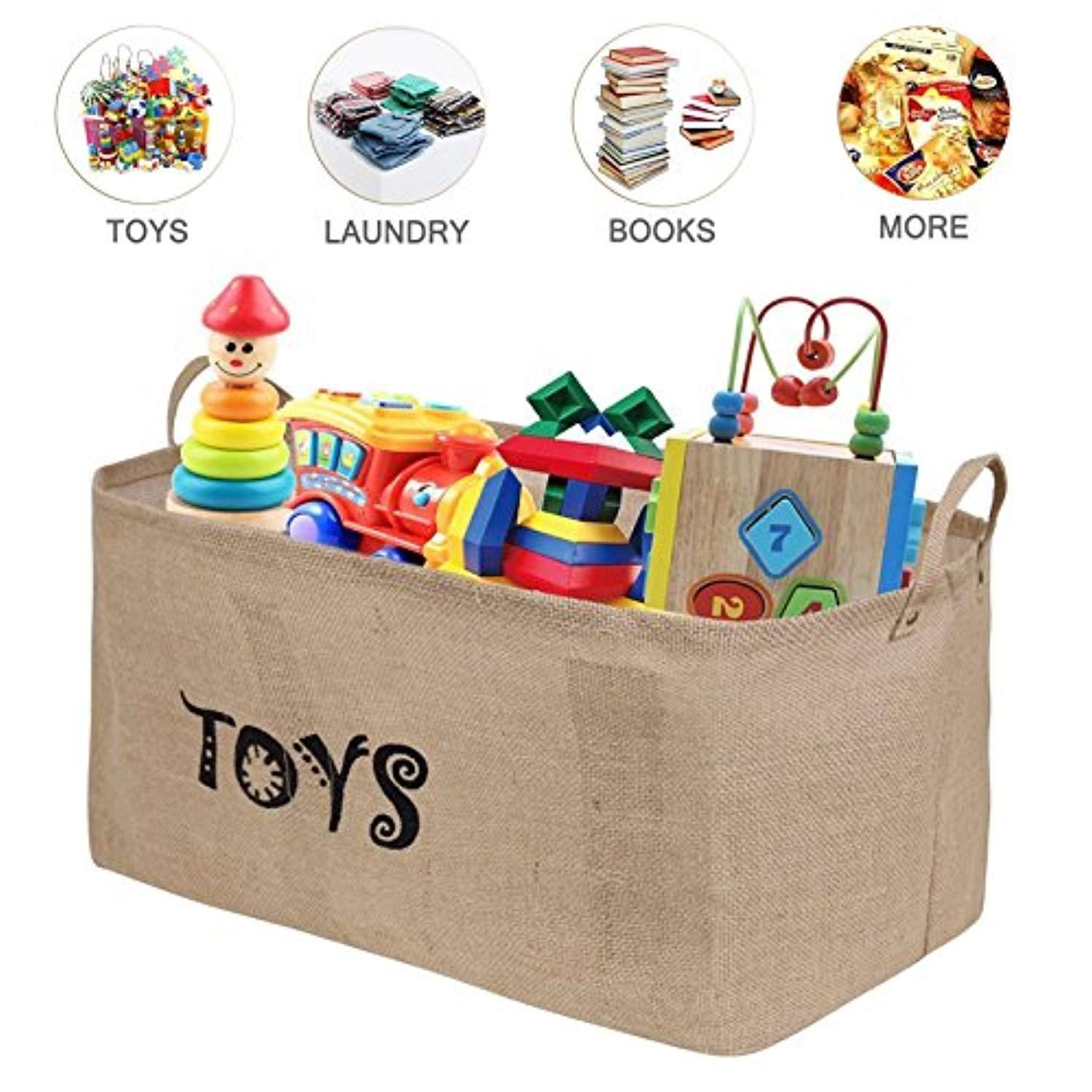 Bondream Jute Toy Storage Chest with Waterproof Lining