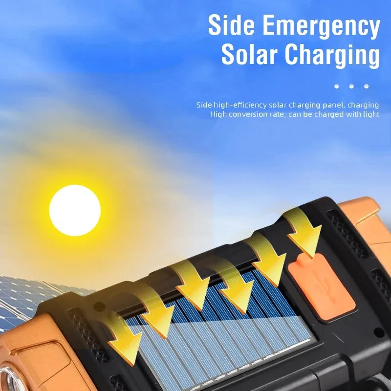 Rechargeable Solar LED Flashlight with COB Work Light