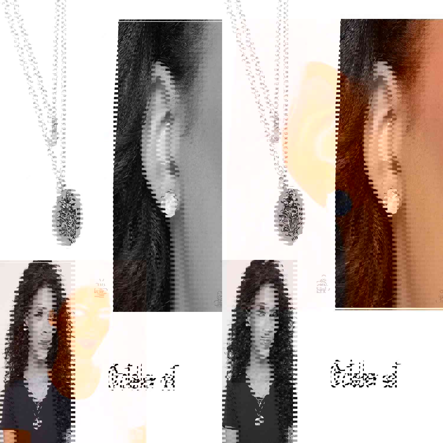 October Birthstone Elegance - Silver & White Set