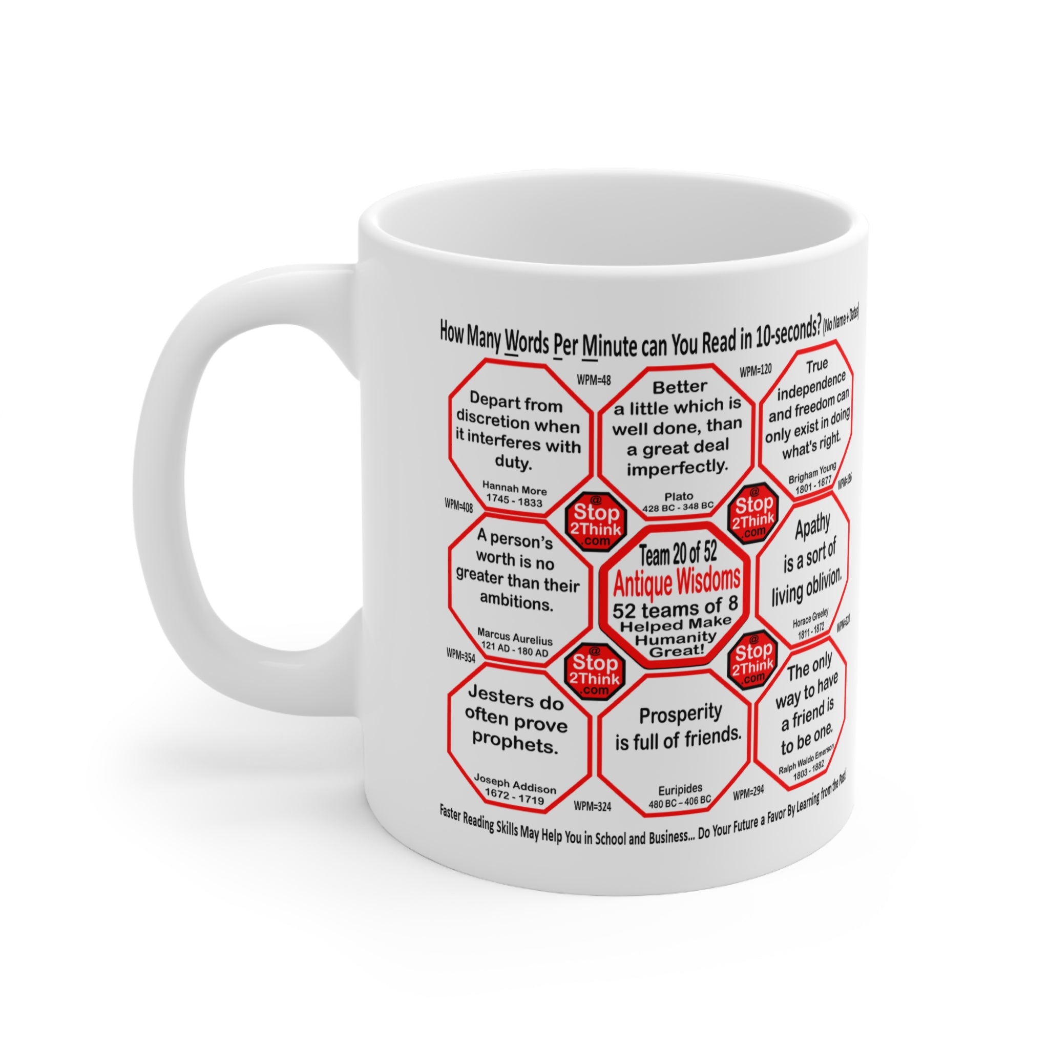 Speed Reading Challenge Mug - Test Your WPM with Wisdom Quotes