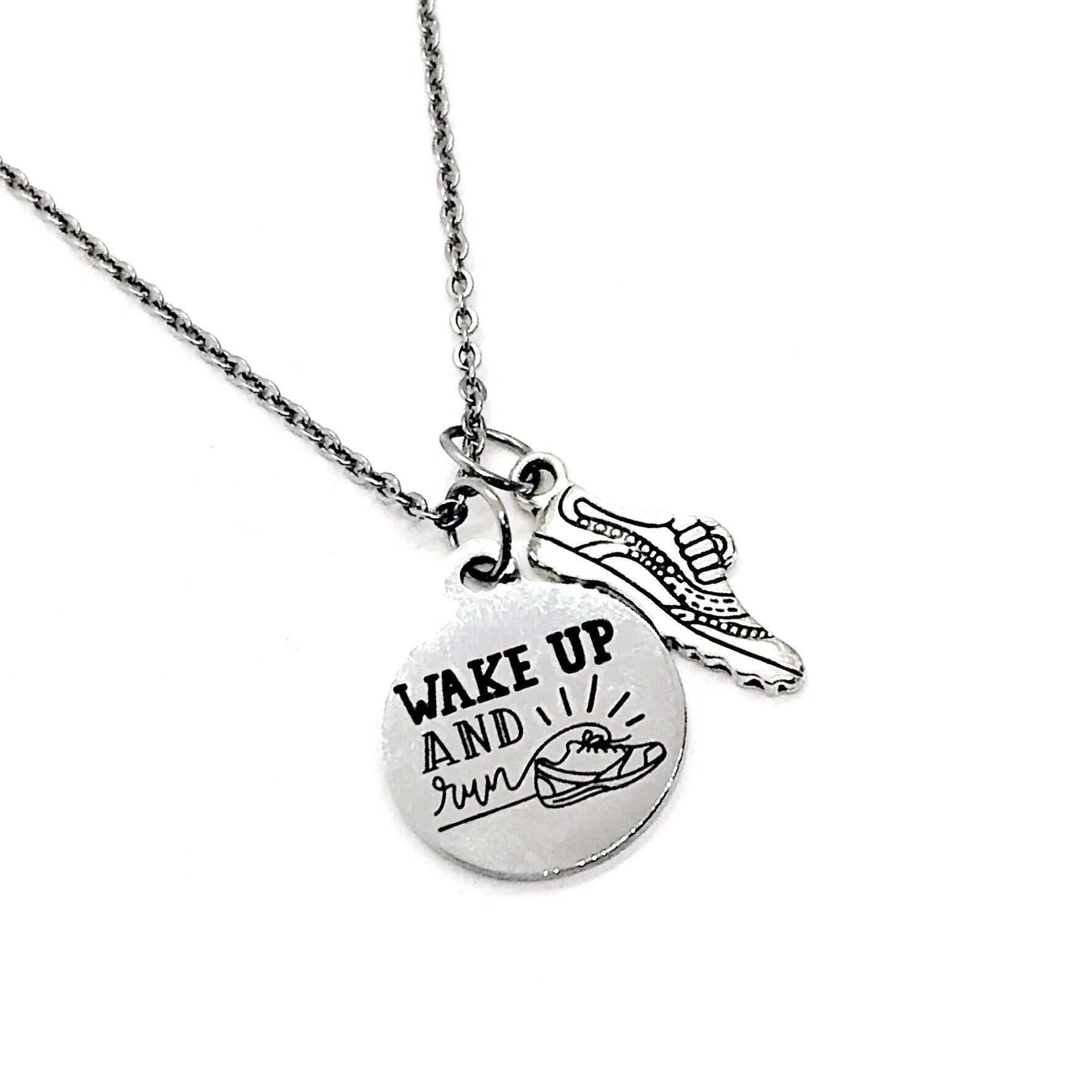 Stainless Steel Running Inspiration Pendant Necklace